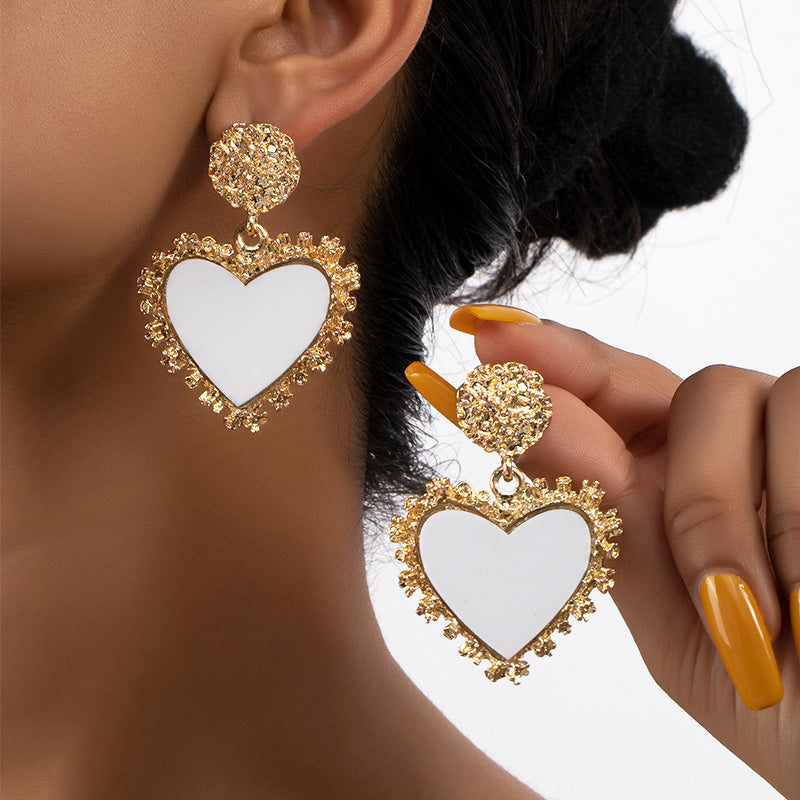 1 Pair Vintage Style Heart Shape Plating Zinc Alloy 14k Gold Plated Drop Earrings