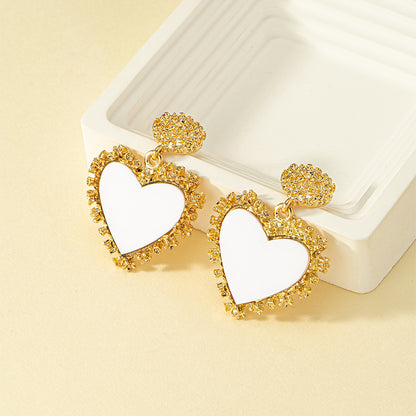 1 Pair Vintage Style Heart Shape Plating Zinc Alloy 14k Gold Plated Drop Earrings