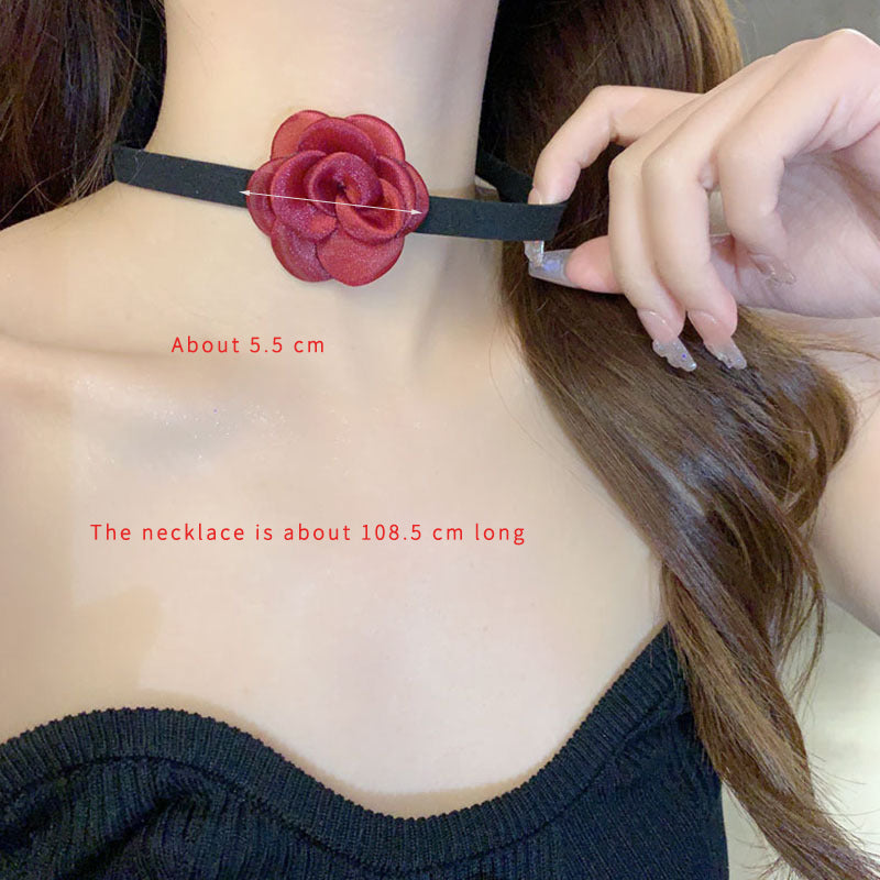 Elegant Flower Cloth Gauze Wax Rope Women's Choker