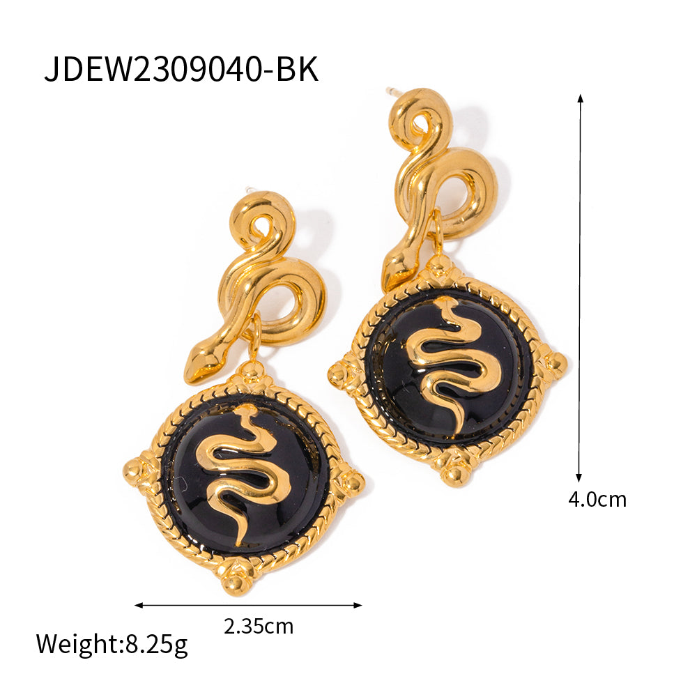 1 Pair Ig Style Vintage Style Snake Plating Stainless Steel 18k Gold Plated Ear Studs