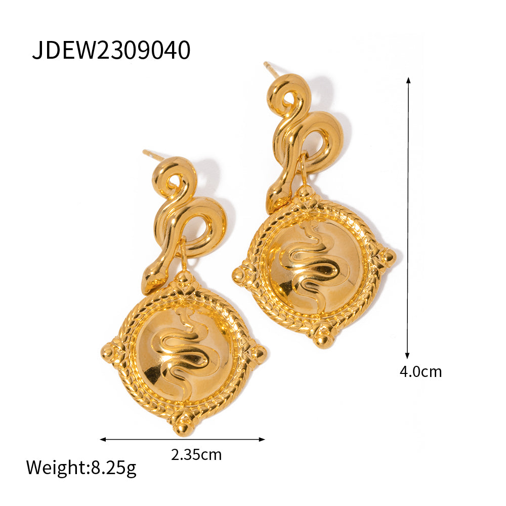 1 Pair Ig Style Vintage Style Snake Plating Stainless Steel 18k Gold Plated Ear Studs