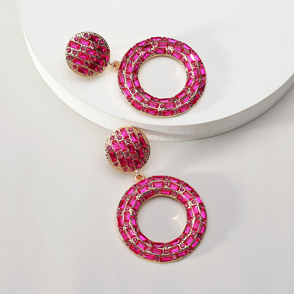 1 Pair Elegant Retro Round Plating Inlay Zinc Alloy Resin Drop Earrings