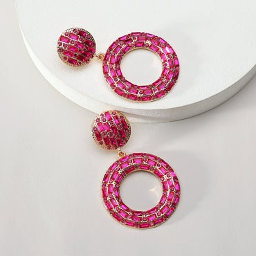 1 Pair Elegant Retro Round Plating Inlay Zinc Alloy Resin Drop Earrings