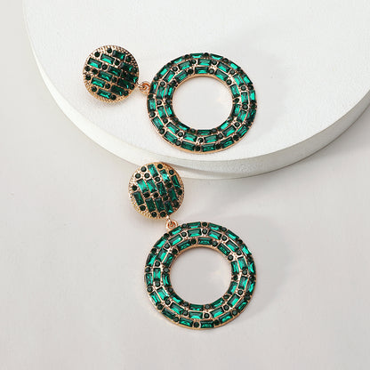 1 Pair Elegant Retro Round Plating Inlay Zinc Alloy Resin Drop Earrings