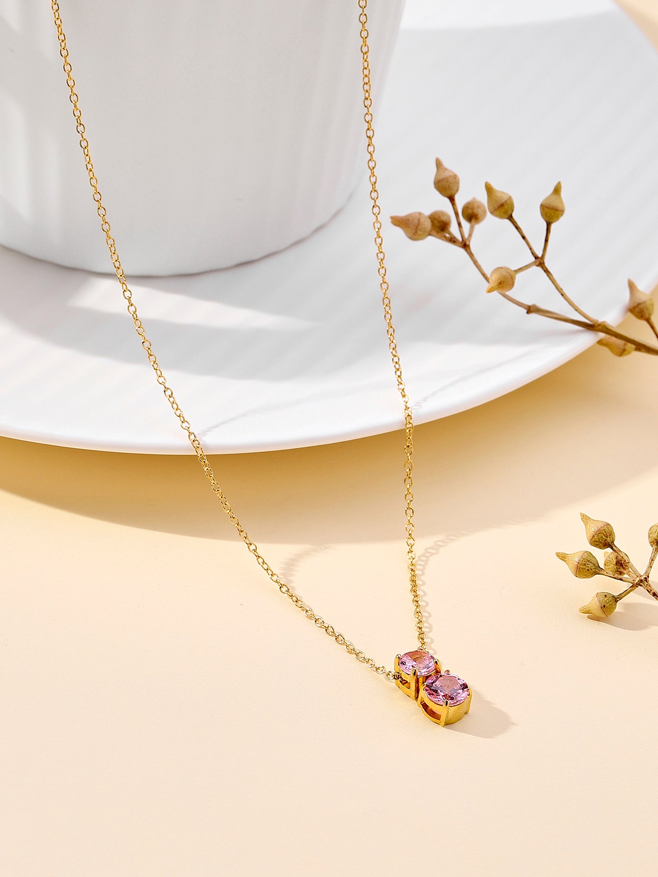 Simple Style Commute Water Droplets Stainless Steel Plating Inlay Zircon 18k Gold Plated Pendant Necklace