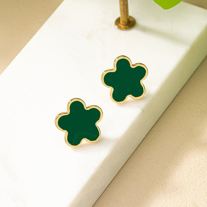 1 Pair Ig Style Vintage Style Flower Enamel Plating Alloy Gold Plated Ear Studs