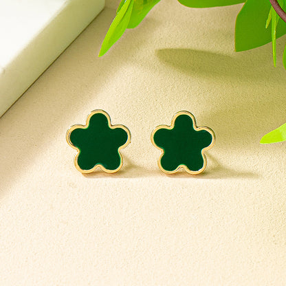 1 Pair Ig Style Vintage Style Flower Enamel Plating Alloy Gold Plated Ear Studs