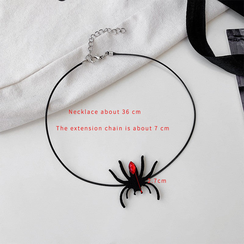 Exaggerated Funny Spider Web Alloy Sponge Three-dimensional Halloween Women's Necklace