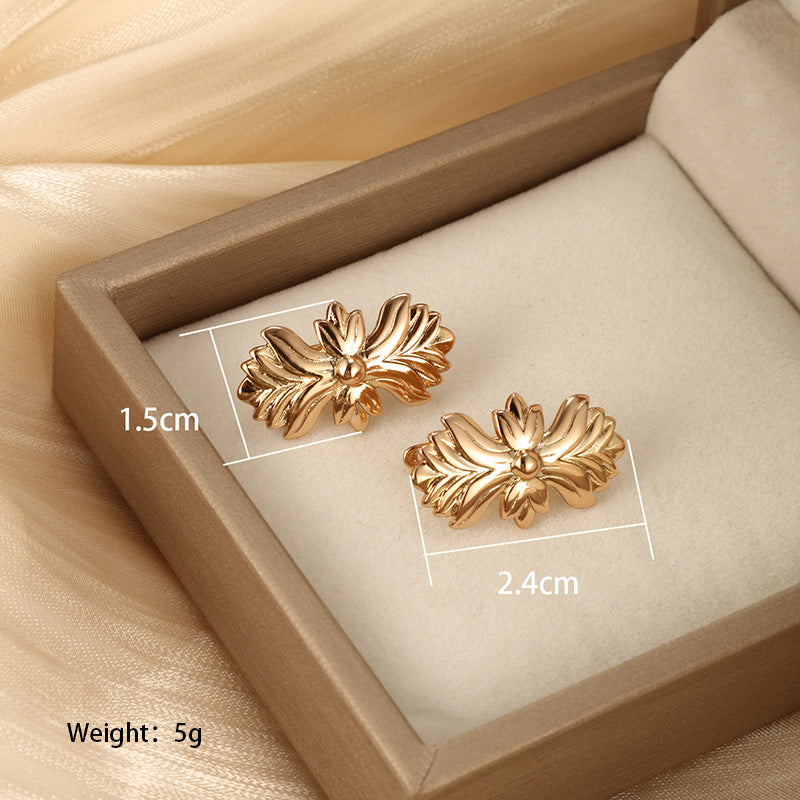 1 Pair Xuping Plant Ginkgo Leaf Plating Alloy Copper Alloy 18k Gold Plated Ear Studs