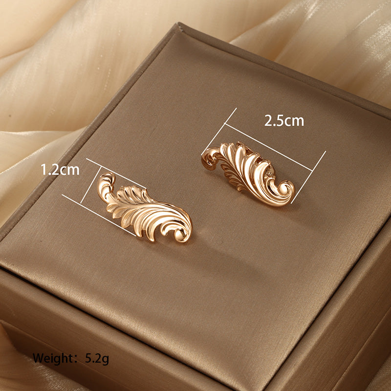 1 Pair Xuping Plant Ginkgo Leaf Plating Alloy Copper Alloy 18k Gold Plated Ear Studs