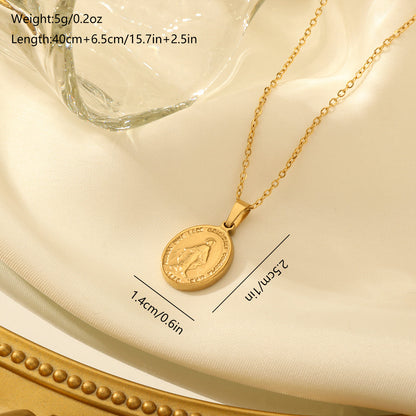 Elegant Classical Solid Color Stainless Steel Plating 18k Gold Plated Pendant Necklace