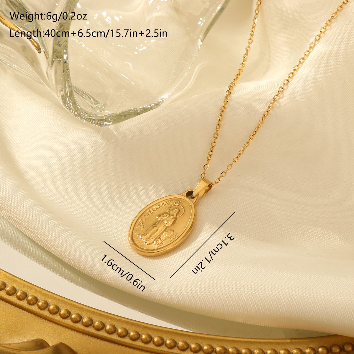 Elegant Classical Solid Color Stainless Steel Plating 18k Gold Plated Pendant Necklace