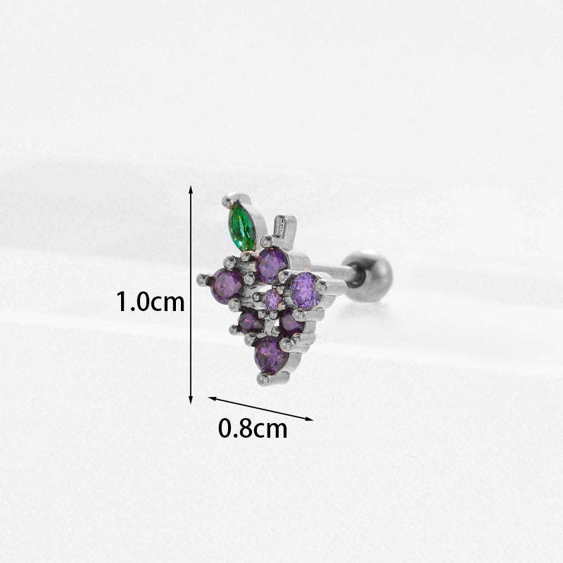 New Color Zircon Stainless Steel Earrings Wholesale