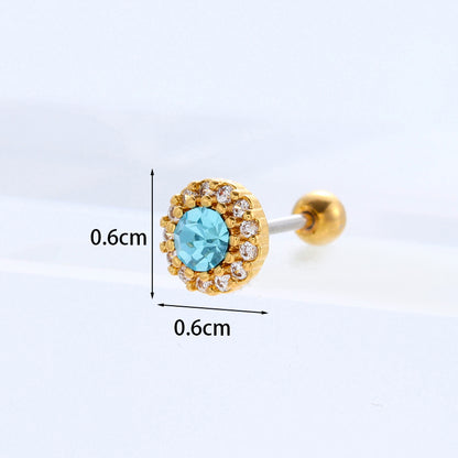 New Color Zircon Stainless Steel Earrings Wholesale