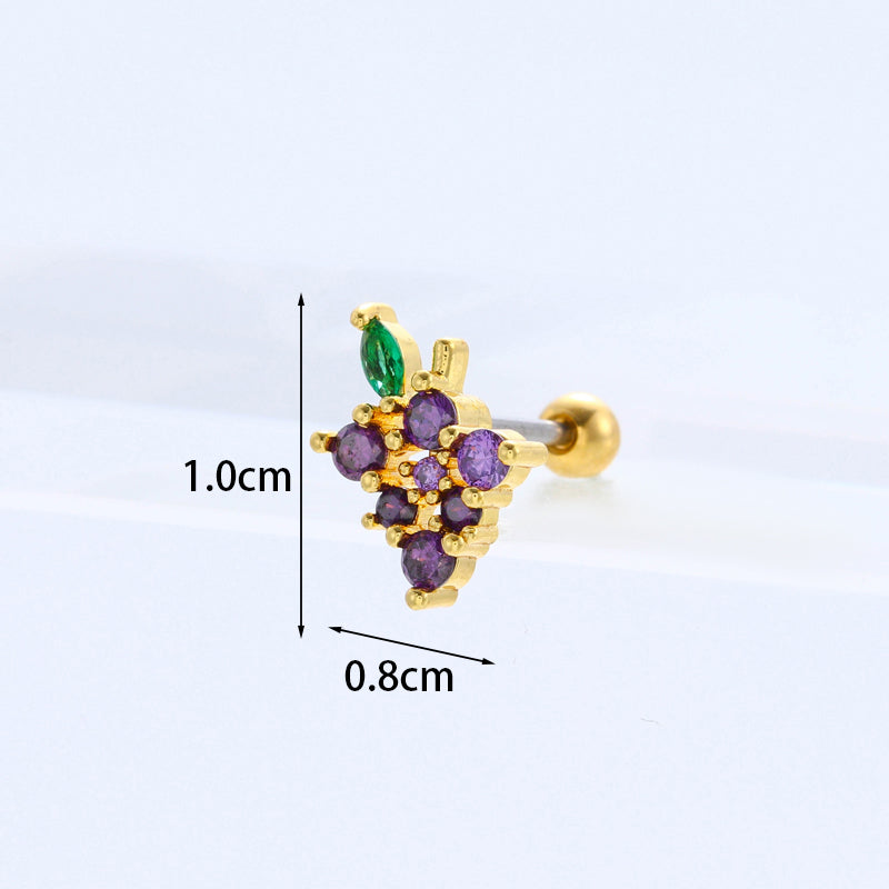 New Color Zircon Stainless Steel Earrings Wholesale