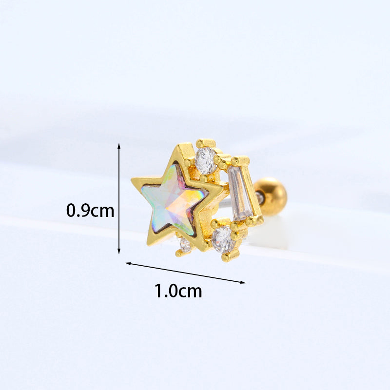 New Color Zircon Stainless Steel Earrings Wholesale