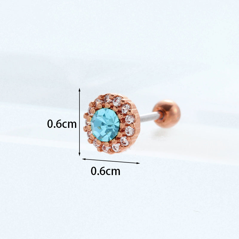 New Color Zircon Stainless Steel Earrings Wholesale