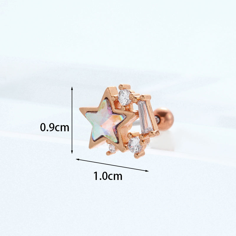 New Color Zircon Stainless Steel Earrings Wholesale