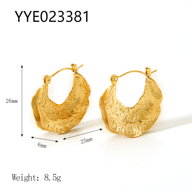 1 Pair Nordic Style Vintage Style Leaves Plating Stainless Steel 18k Gold Plated Hoop Earrings