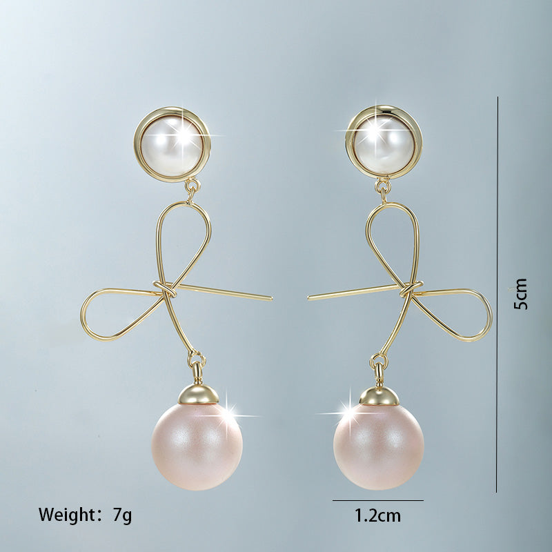 1 Pair Xuping Shiny Round Plating Inlay Alloy Copper Alloy Artificial Gemstones Artificial Pearls 14k Gold Plated 18k Gold Plated White Gold Plated Drop Earrings