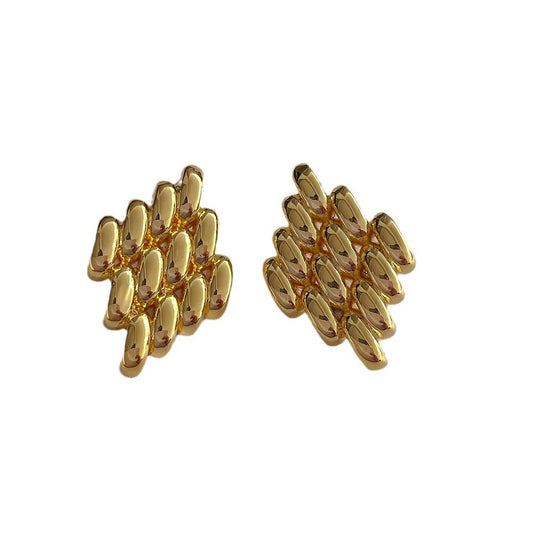 1 Pair Ig Style Rhombus Plating Copper 18k Gold Plated Ear Studs