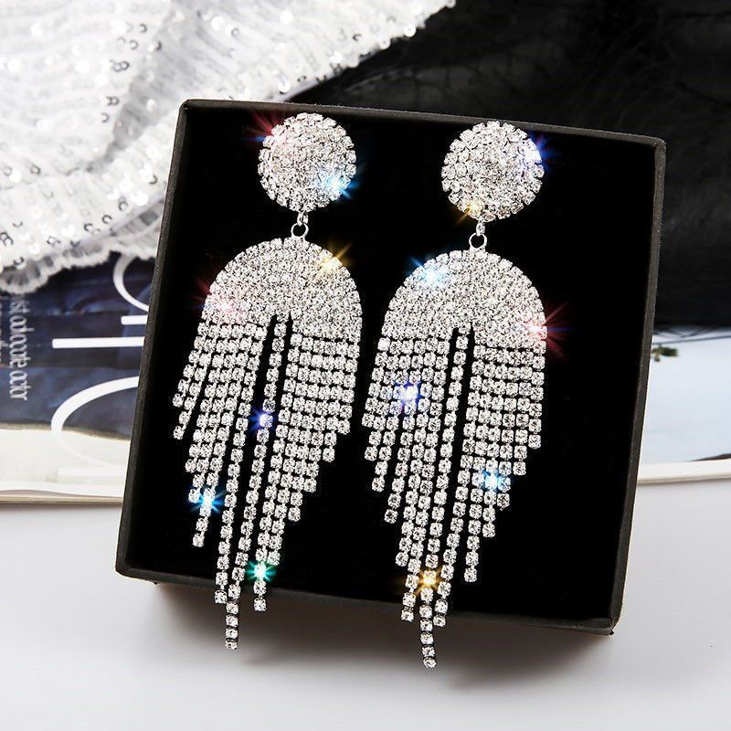 1 Pair Simple Style Geometric Solid Color Plating Inlay Alloy Rhinestones Drop Earrings