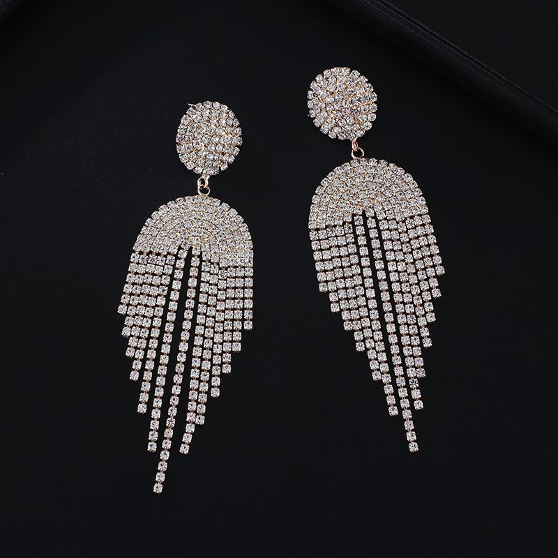 1 Pair Simple Style Geometric Solid Color Plating Inlay Alloy Rhinestones Drop Earrings