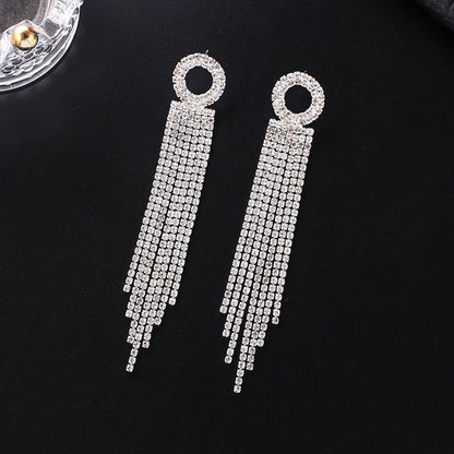 1 Pair Simple Style Geometric Solid Color Plating Inlay Alloy Rhinestones Drop Earrings