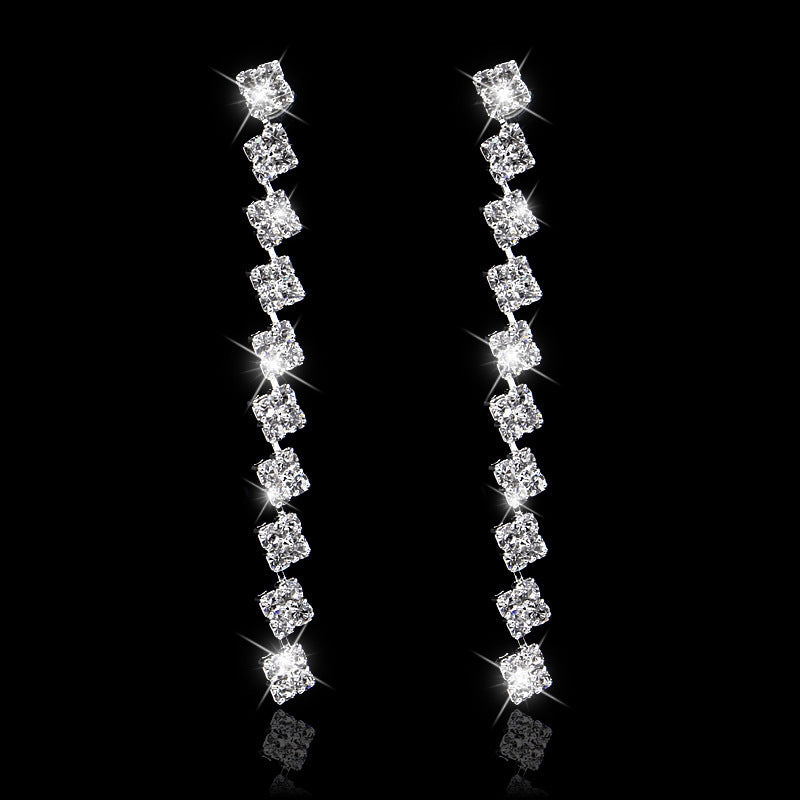 1 Pair Simple Style Geometric Solid Color Plating Inlay Alloy Rhinestones Drop Earrings