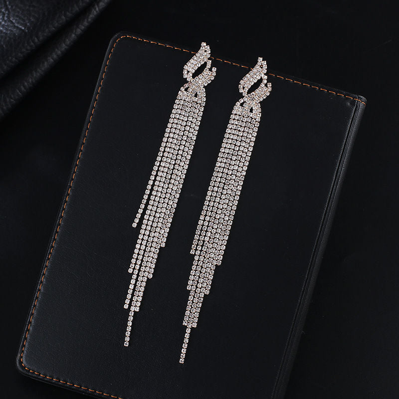 1 Pair Simple Style Geometric Solid Color Plating Inlay Alloy Rhinestones Drop Earrings