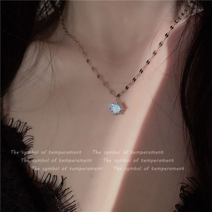 Simple Style Artistic Star Heart Shape Wings Steel Copper Inlay Opal Shell Zircon Pendant Necklace