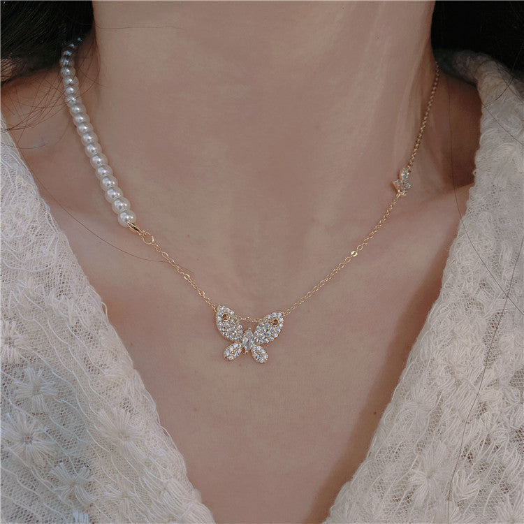 Simple Style Artistic Star Heart Shape Wings Steel Copper Inlay Opal Shell Zircon Pendant Necklace