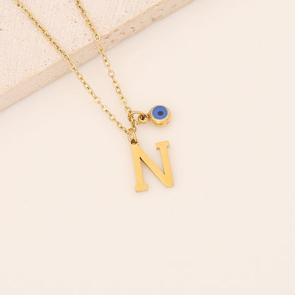 Vintage Style Letter Stainless Steel Plating Pendant Necklace