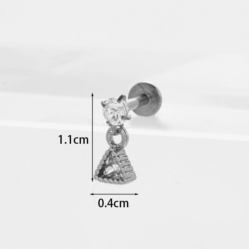 Personality Stainless Steel Zircon Pendant Lip Nail Zircon Inner Teeth Ear Bone Nail