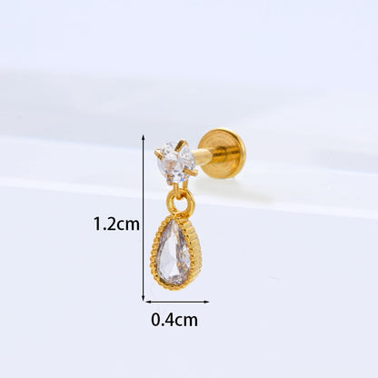 Personality Stainless Steel Zircon Pendant Lip Nail Zircon Inner Teeth Ear Bone Nail