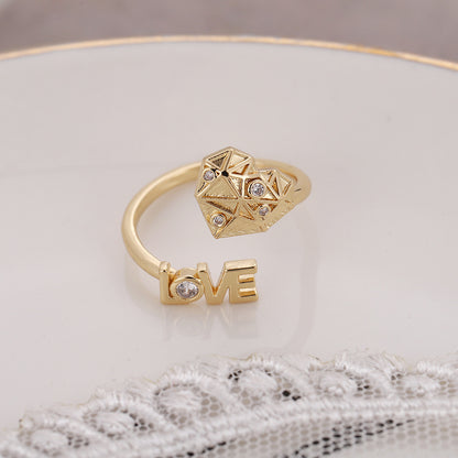 Simple Style Geometric Copper 18k Gold Plated Silver Plated Rhinestones Adjustable Ring In Bulk