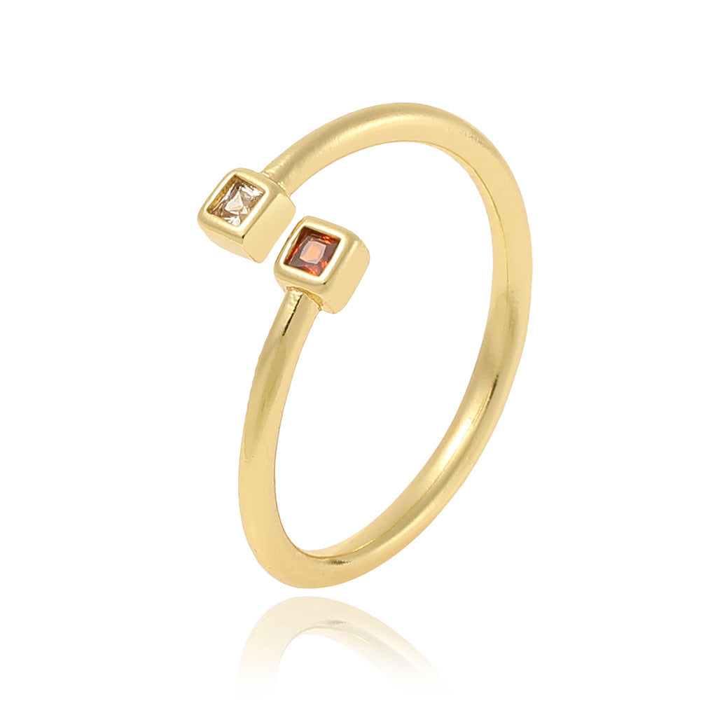 Simple Style Commute Color Block Copper Zircon Rings In Bulk