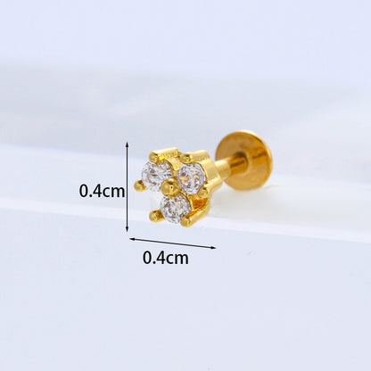 Exaggerated Flower Inlaid Zircon Metal Earrings