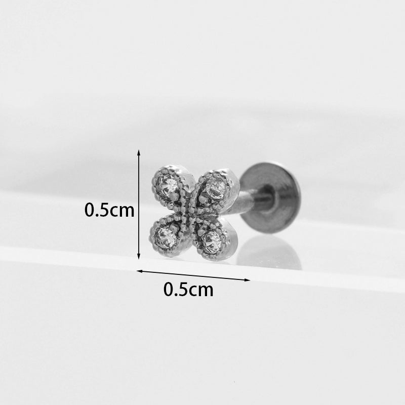 Exaggerated Flower Inlaid Zircon Metal Earrings