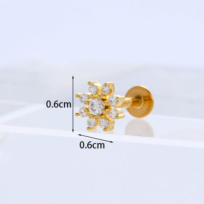 Exaggerated Flower Inlaid Zircon Metal Earrings