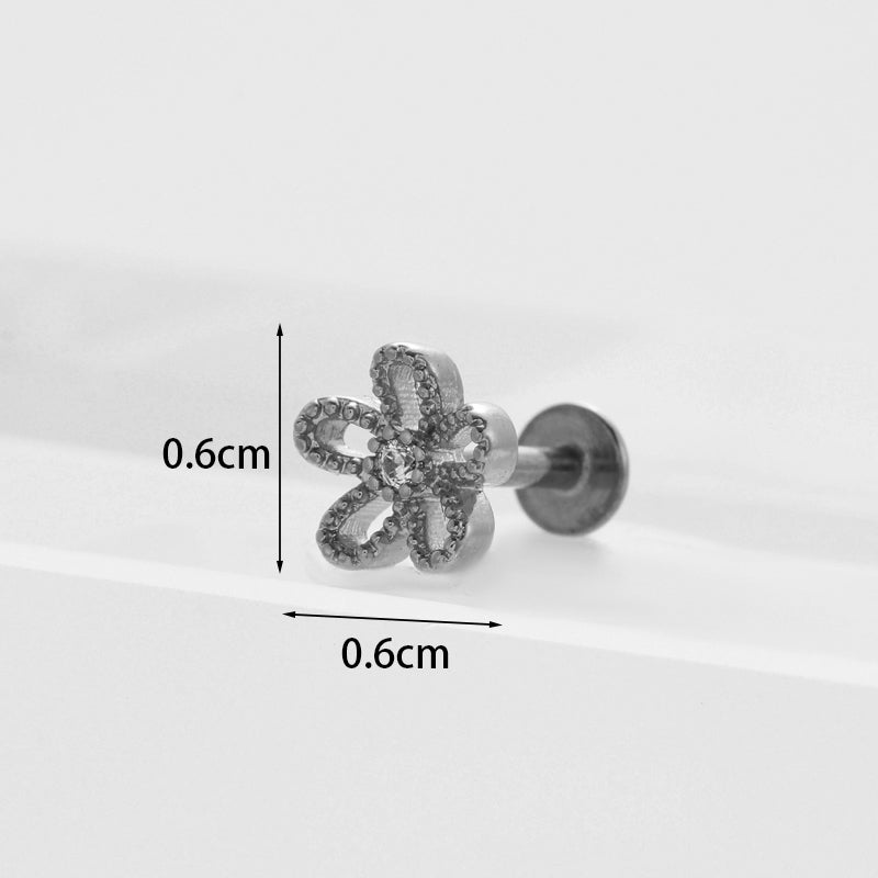 Exaggerated Flower Inlaid Zircon Metal Earrings
