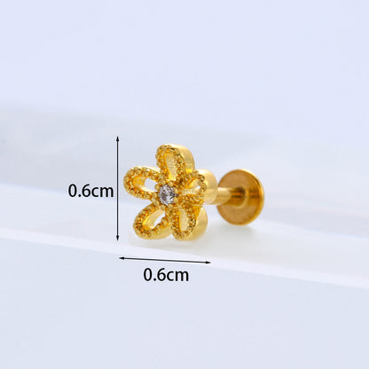 Exaggerated Flower Inlaid Zircon Metal Earrings