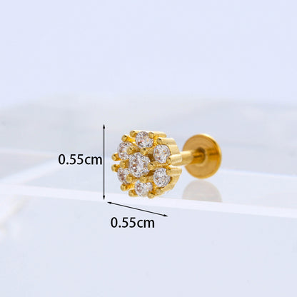 Exaggerated Flower Inlaid Zircon Metal Earrings