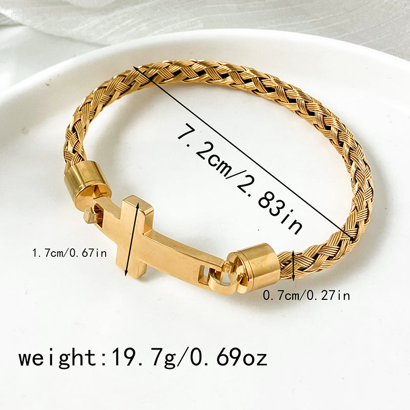 Vintage Style Classic Style Blade Cross Infinity Stainless Steel Plating Gold Plated Bangle