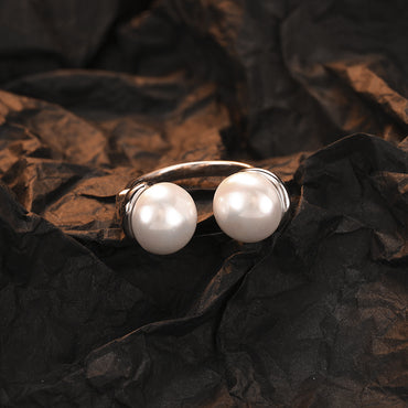 Casual Pearl Sterling Silver Plating Inlay Shell White Gold Plated Open Rings