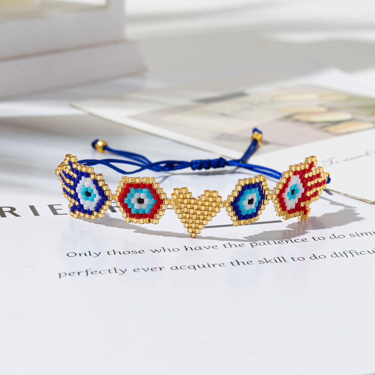 Vintage Style Devil's Eye Palm Heart Shape Glass Irregular Handmade Women's Bracelets