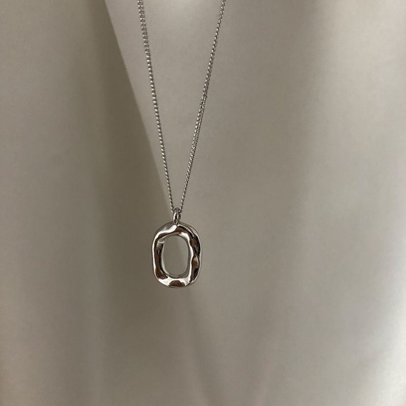 Ig Style Vintage Style Circle Solid Color Sterling Silver Plating Silver Plated Pendant Necklace