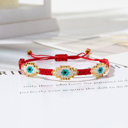Simple Style Classic Style Devil's Eye Heart Shape Polyester Glass Knitting Women's Bracelets