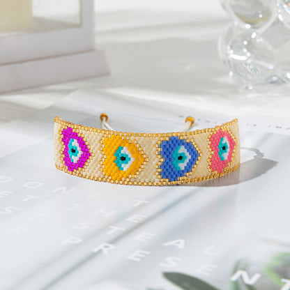Ig Style Ethnic Style Heart Shape Eye Glass Handmade Unisex Bracelets
