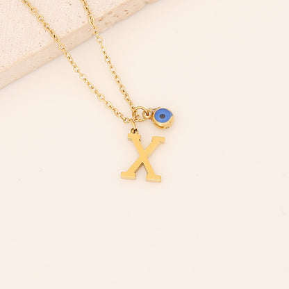 Vintage Style Letter Stainless Steel Plating Pendant Necklace